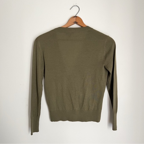 J.Crew Merino Wool Wrap Sweater in olive green - Picture 6 of 6